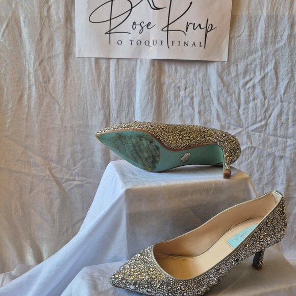 Betsey Johnson Rhinestone full pumps heels shoes - Picture 2 of 7